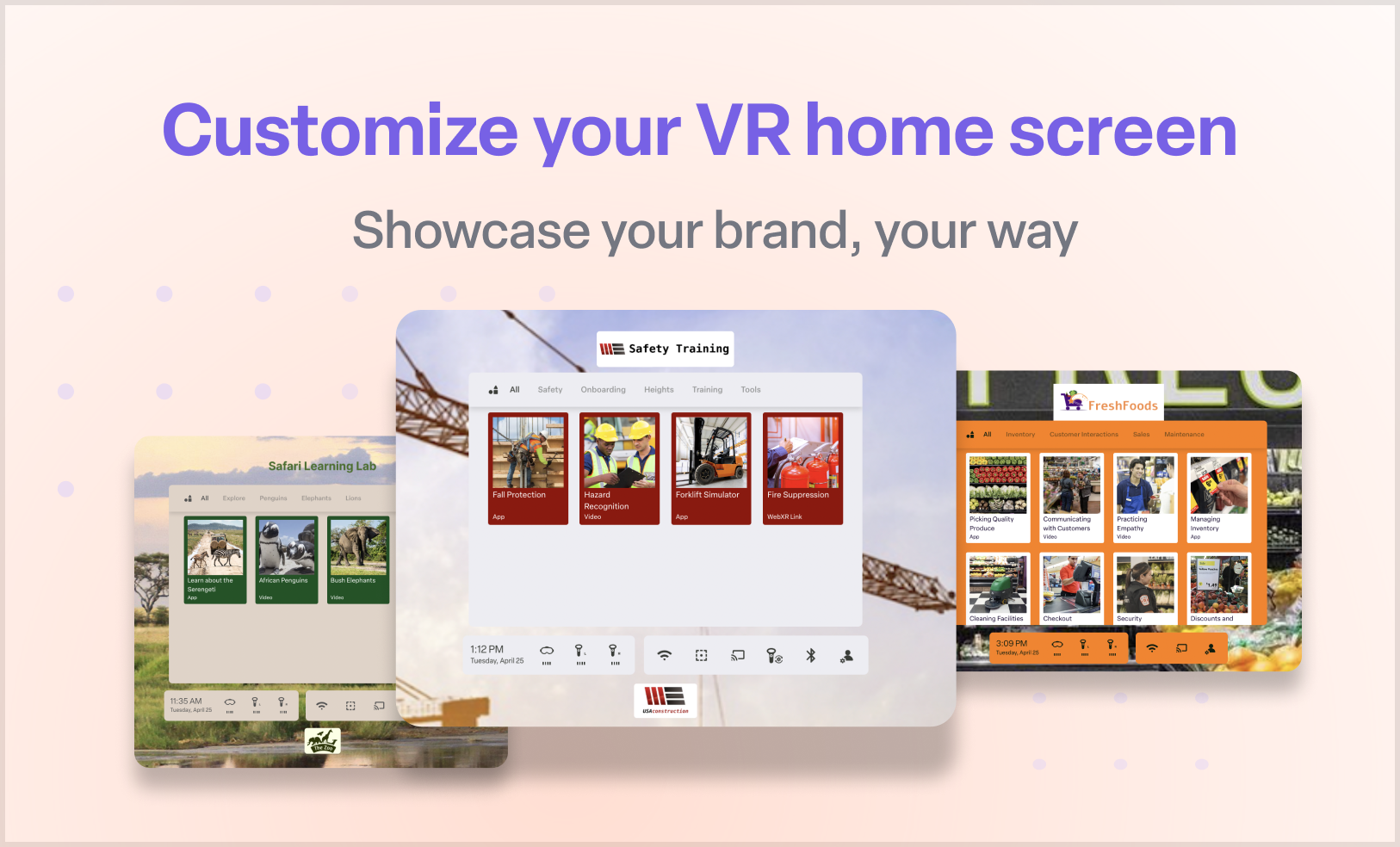 custom VR home screens on ManageXR